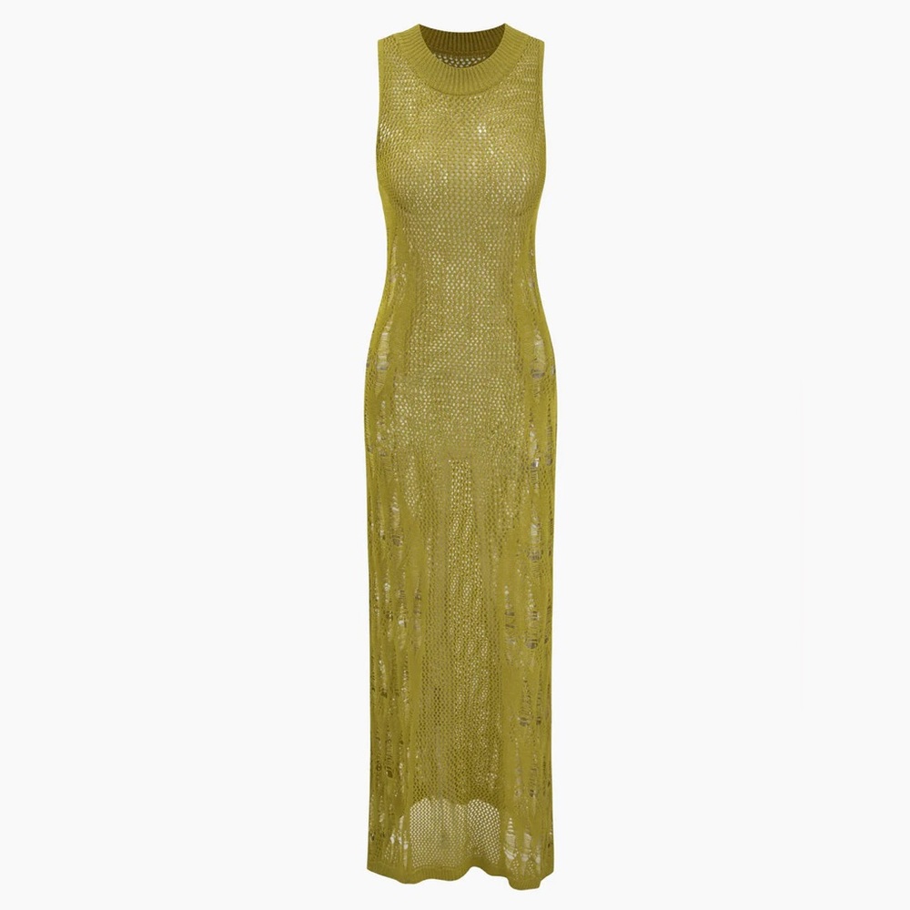 Sleeveless Openwork Knit Cover Up Dress